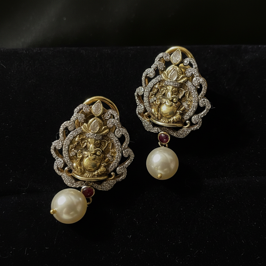 Polki Studs Polki Earrings Cocktail Earrings Diamond Studs Diamond Earrings Simple Studs Pearl Studs 925 Silver Earrings Silver Jewelry - SHABURIS