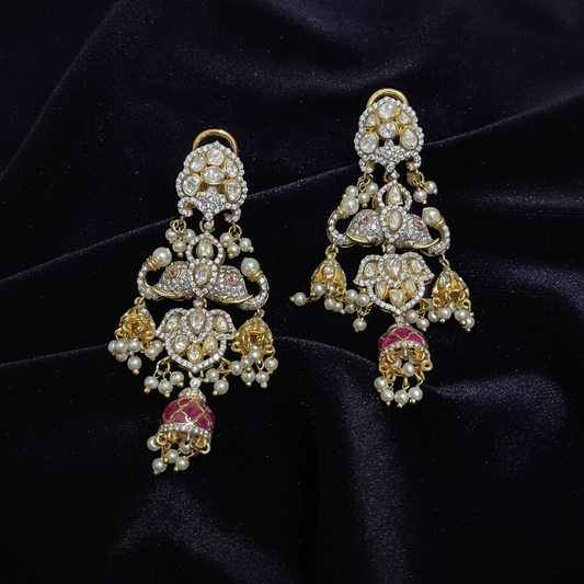 Polki Studs Polki Earrings Cocktail Earrings Diamond Studs Diamond Earrings Simple Studs Pearl Studs 925 Silver Earrings Silver Jewelry - SHABURIS