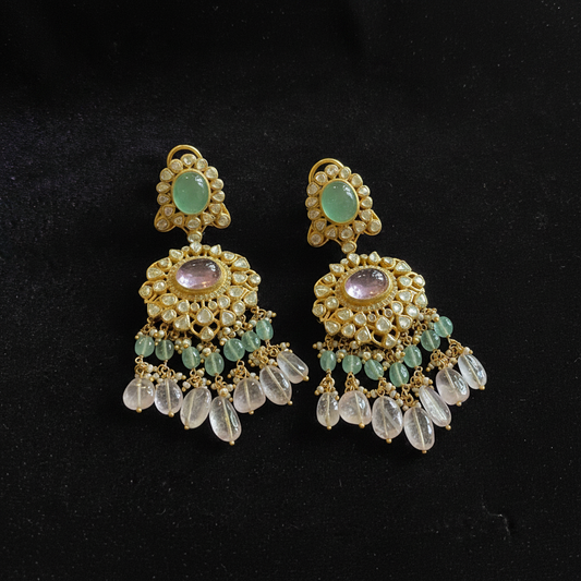 Polki Studs Polki Earrings Cocktail Earrings Diamond Studs Diamond Earrings Simple Studs Pearl Studs 925 Silver Earrings Silver Jewelry - SHABURIS