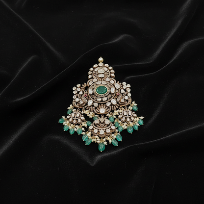 Victorian Diamond pendant gemstone jewelry polki diamond emerald necklace pure silver jewelry south indian gold jewelry sets -SHABURIS