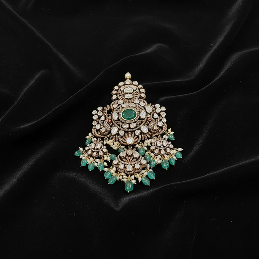 Victorian Diamond pendant gemstone jewelry polki diamond emerald necklace pure silver jewelry south indian gold jewelry sets -SHABURIS