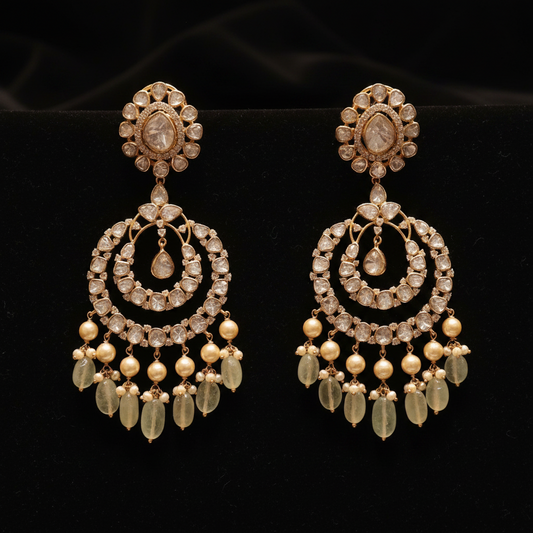 Polki Studs Polki Earrings Cocktail Earrings Diamond Studs Diamond Earrings Simple Studs Pearl Studs 925 Silver Earrings Silver Jewelry - SHABURIS