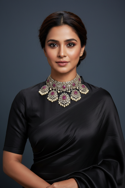 Victorian Jewelry victorian diamond necklace victorian necklace Indian wedding Jewelry south indian wedding jewelry silver Jewelry -SHABURIS