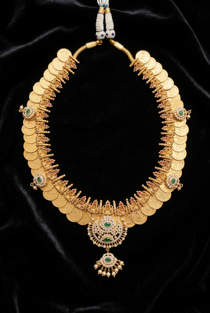 Kasu mala kasu haram lakshmi kasu necklace antique jewelry nakshi jewelry temple jewelry bridal jewelry indian jewelry 925 silver jewelry