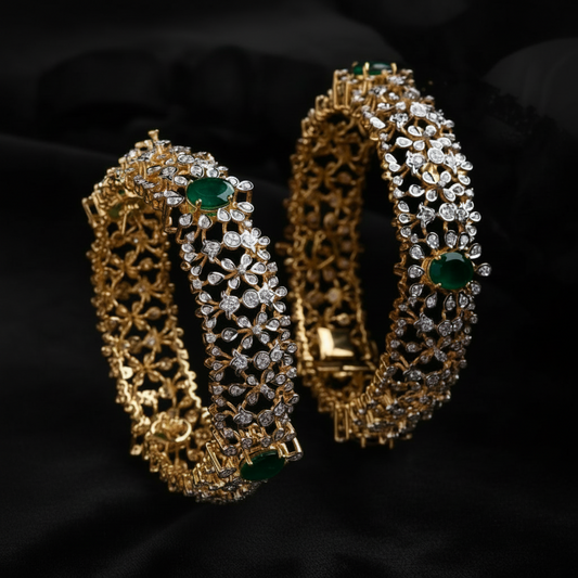 Diamond Bangles,South Indian Jewelry,silver indian Bangles,pure silver Swaroski Bangles,Indian Wedding Jewelry -NIHIRA-SHABURIS