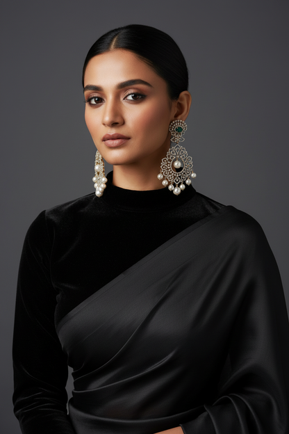 Polki Studs Polki Earrings Cocktail Earrings Diamond Studs Diamond Earrings Simple Studs Pearl Studs 925 Silver Earrings Silver Jewelry - SHABURIS