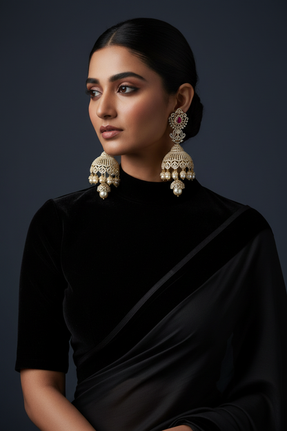 Polki Studs Polki Earrings Cocktail Earrings Diamond Studs Diamond Earrings Simple Studs Pearl Studs 925 Silver Earrings Silver Jewelry - SHABURIS