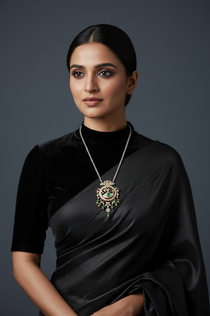 Peacock pendant diamond Pendant indian,South Indian jewelry,Pure silver diamond pendent,swarovski Pendent,Indian Wedding Jewelry -SHABURIS
