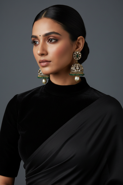 Polki Studs Polki Earrings Cocktail Earrings Diamond Studs Diamond Earrings Simple Studs Pearl Studs 925 Silver Earrings Silver Jewelry - SHABURIS