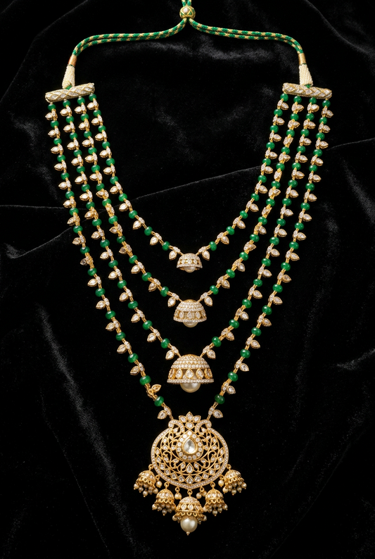 Theen lada UniSex Jewelry Groom Necklace Swarovski Diamond Pendant Emerald Gem Stone Silver Jewelry Statement Jewelry Indian Jewelry Designs - SHABURIS