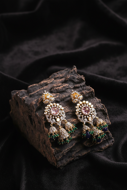Polki Studs Polki Earrings Cocktail Earrings Diamond Studs Diamond Earrings Simple Studs Pearl Studs 925 Silver Earrings Silver Jewelry - SHABURIS