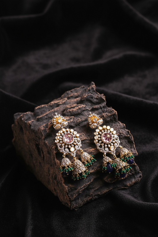 Polki Studs Polki Earrings Cocktail Earrings Diamond Studs Diamond Earrings Simple Studs Pearl Studs 925 Silver Earrings Silver Jewelry - SHABURIS