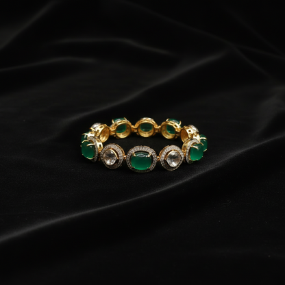 Jade bracelet polki Diamond bangle Emerald Gem Stone Silver Jewelry Statement Jewelry Indian Jewelry Designs gift jewelry - SHABURIS