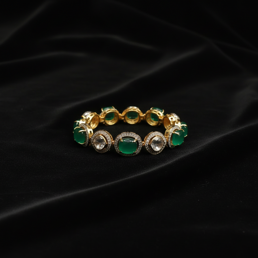 Jade bracelet polki Diamond bangle Emerald Gem Stone Silver Jewelry Statement Jewelry Indian Jewelry Designs gift jewelry - SHABURIS