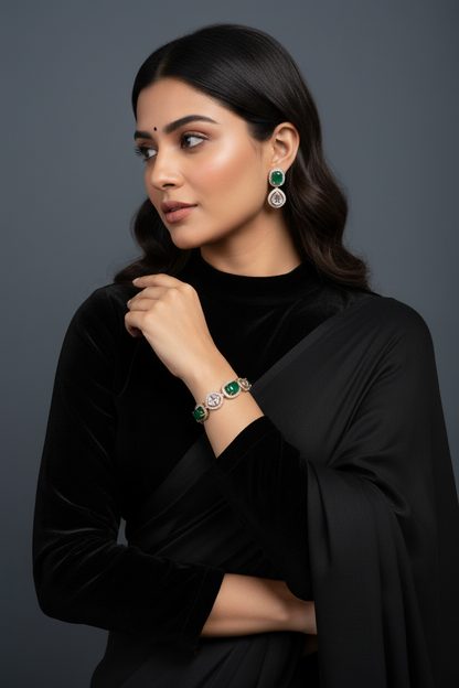 Jade bracelet polki Diamond bangle Emerald Gem Stone Silver Jewelry Statement Jewelry Indian Jewelry Designs gift jewelry - SHABURIS