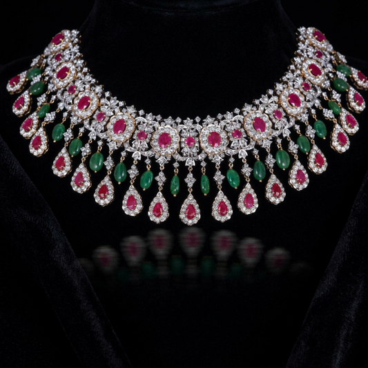 Polki Necklace Diamond Necklace Beaded Necklace Tanzanite Necklace Diamond Jewelry Moissanite Necklace Bridal Jewelry-SHABURIS