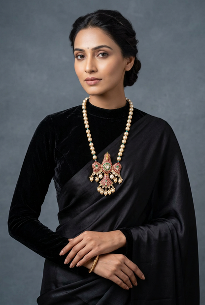 ganda berunda pendant South Indian Jewelry,pearl necklace groom Wedding Jewelry,pure Silver indian jewelry - SHABURIS