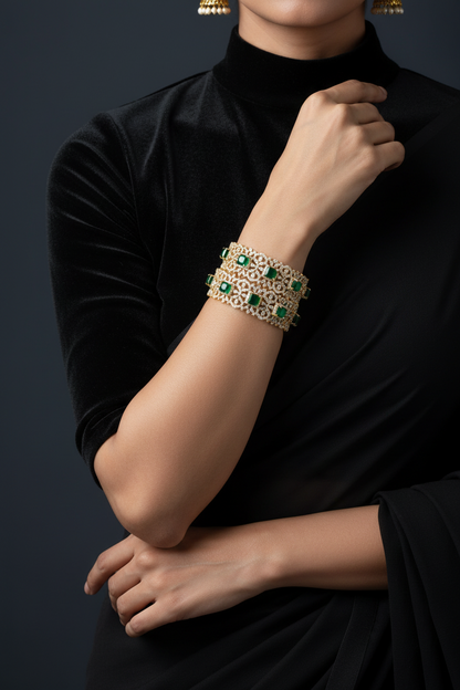Diamond Bangles,South Indian Jewelry,silver indian Bangles,pure silver Swaroski Bangles,Indian Wedding Jewelry -NIHIRA-SHABURIS