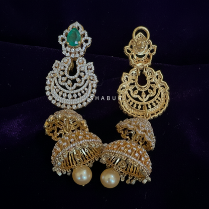 Polki Studs Polki Earrings Cocktail Earrings Diamond Studs Diamond Earrings Simple Studs Pearl Studs 925 Silver Earrings Silver Jewelry - SHABURIS