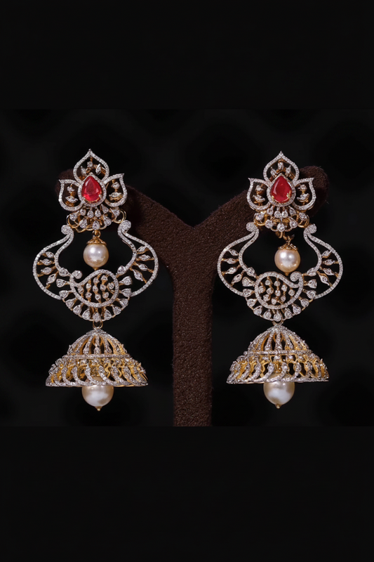 Polki Studs Polki Earrings Cocktail Earrings Diamond Studs Diamond Earrings Simple Studs Pearl Studs 925 Silver Earrings Silver Jewelry - SHABURIS