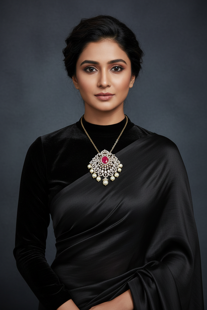 Diamond pendant bead jewelry gemstone jewelry polki diamond emerald necklace pure silver jewelry south indian gold jewelry sets -SHABURIS