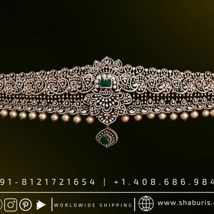 Diamond Vaddanam,South Indian Jewelry,Vaddanam,Kids Vaddanam,hip chain,diamond vaddanam,pure Silver indian jewelry - SHABURIS