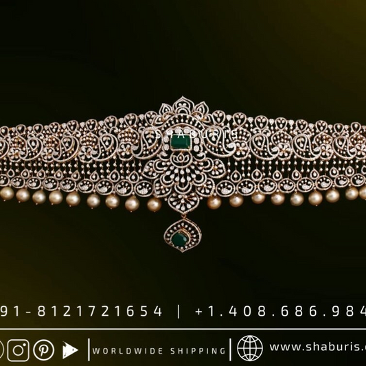 Diamond Vaddanam,South Indian Jewelry,Vaddanam,Kids Vaddanam,hip chain,diamond vaddanam,pure Silver indian jewelry - SHABURIS
