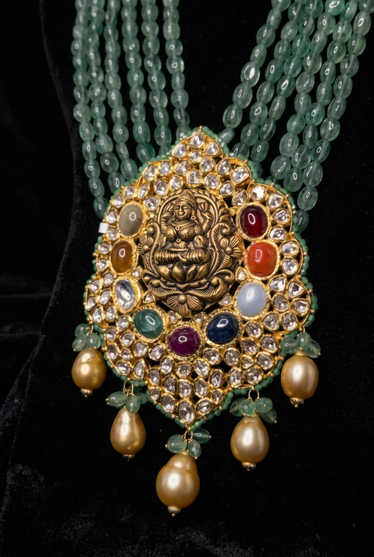 Temple Jewelry,Pure Silver Jewellery Indian ,Lakshmi Pendant,Temple Pendent,Indian Bridal,Indian Wedding Jewelry-NIHIRA-SHABURIS