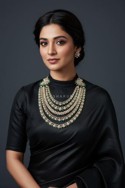Diamond Panch Lada sath lada Diamond Layer Haram Mens Jewelry Grooms Jewelry Indian wedding Jewelry Unisex jewelry silver Jewelry - SHABURIS