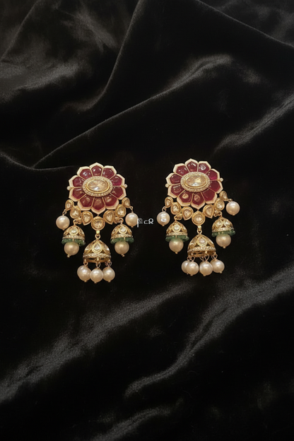 Polki Studs Polki Earrings Cocktail Earrings Diamond Studs Diamond Earrings Simple Studs Pearl Studs 925 Silver Earrings Silver Jewelry - SHABURIS
