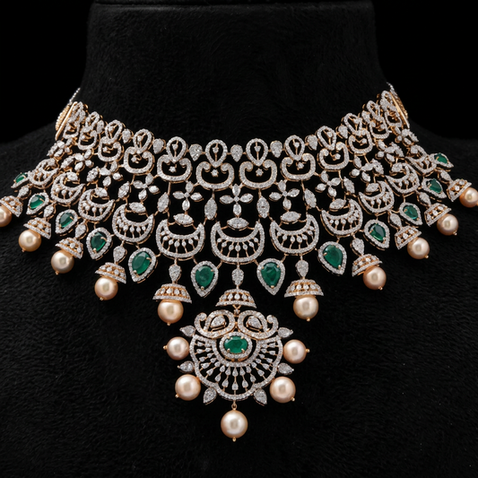 Diamond necklace swarovski Diamond Necklace emerald changable stone Necklace Diamond Jewelry 18ct diamond Necklace Bridal-SHABURIS