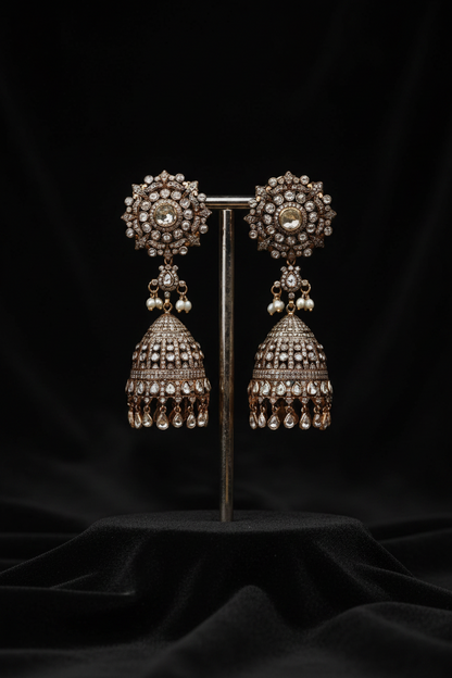 Polki Studs Polki Earrings Cocktail Earrings Diamond Studs Diamond Earrings Simple Studs Pearl Studs 925 Silver Earrings Silver Jewelry - SHABURIS