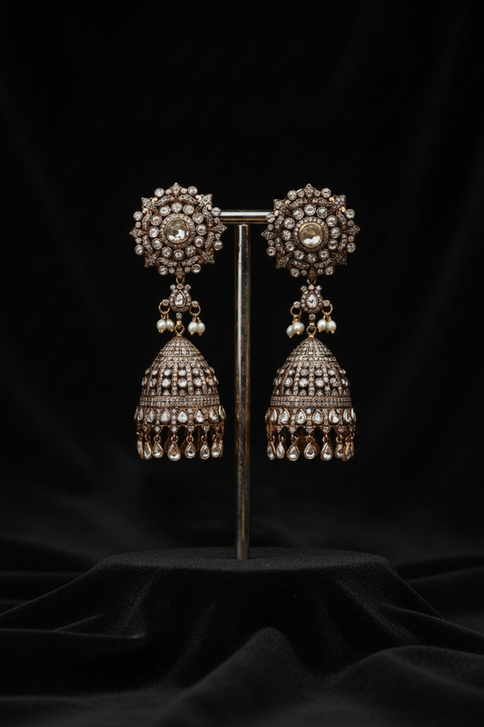 Polki Studs Polki Earrings Cocktail Earrings Diamond Studs Diamond Earrings Simple Studs Pearl Studs 925 Silver Earrings Silver Jewelry - SHABURIS