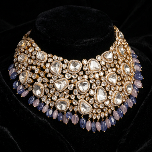 Polki diamond necklace polki jewelry diamond jewelry silver jewelry indian wedding jewelry south indian gold jewelry designs -SHABURIS