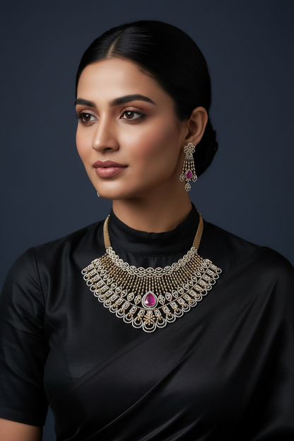 Diamond Choker Pure Silver jewelry Indian ,diamond Necklace,Coral Necklace,Polki Necklace,Indian Wedding Jewelry-SHABURIS