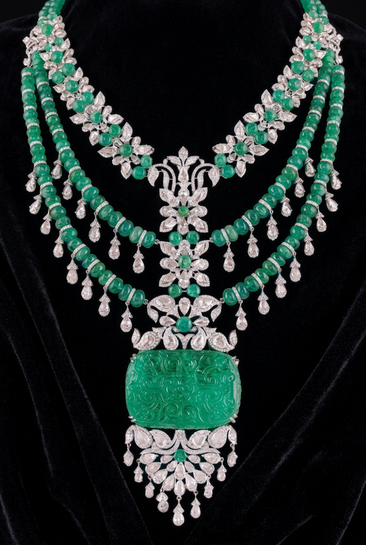 Kundan necklace antique necklace rubies emeralds bridal diamond necklace indian jewelry designs silver jewelry wedding jewelry - SHABURIS