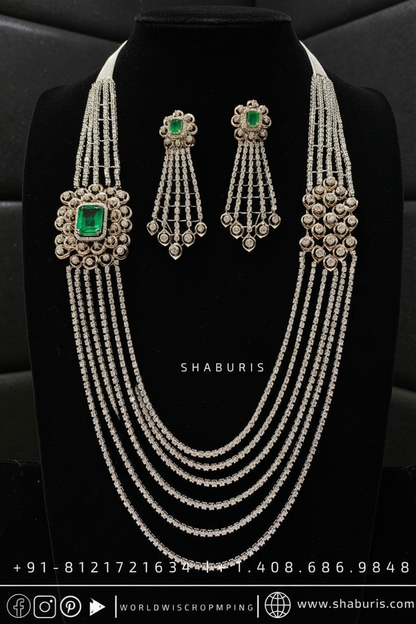 Diamond Panch Lada sath lada Diamond Layer Haram cocktail Jewelry Grooms Jewelry Indian wedding Jewelry 925 silver Jewelry - SHABURIS