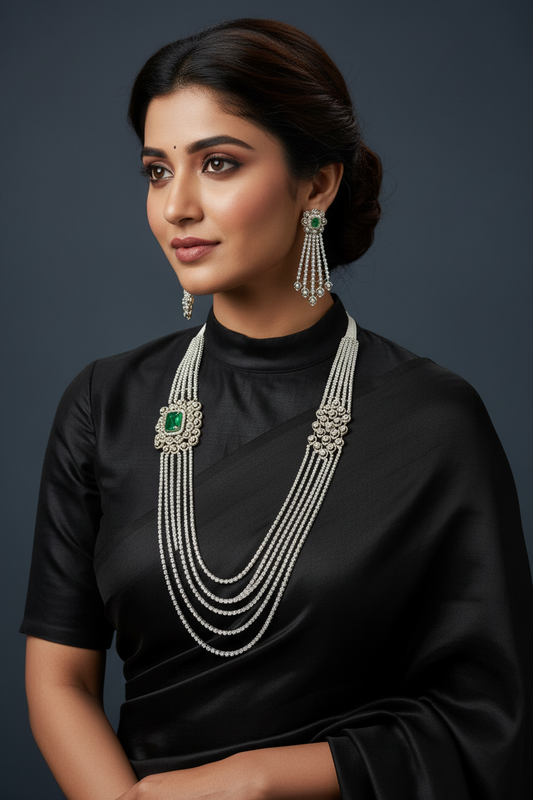 Diamond Panch Lada sath lada Diamond Layer Haram cocktail Jewelry Grooms Jewelry Indian wedding Jewelry 925 silver Jewelry - SHABURIS