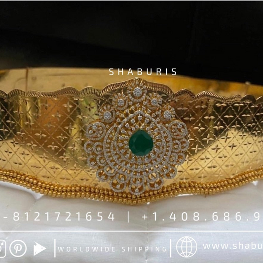 Diamond Vaddanam,South Indian Jewelry,vadiyanam,Kids Vaddanam,hip chain,925 silver jewelry pure Silver indian jewelry - NIHIRA - SHABURIS