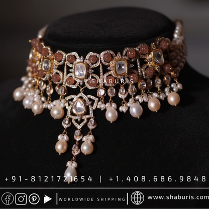 Polki diamond Jewelry Polki Necklace Diamond Necklace Beaded Necklace Tanzanite Necklace Diamond Jewelry Moissanite Necklace Bridal-SHABURIS
