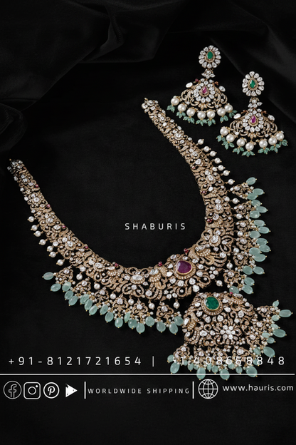 Victorian Polki Necklace Diamond Necklace Beaded Necklace Tanzanite Necklace Diamond Jewelry Moissanite Necklace Bridal-SHABURIS