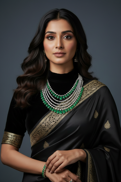 Diamond necklace pure silver necklace emerald quartz south sea pearls swarovski diamond indian jewelry wedding jewelry SHABURIS