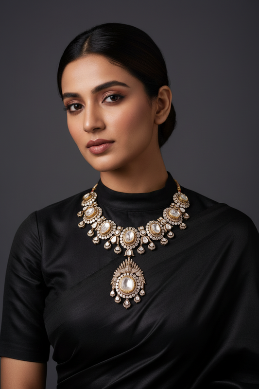 Victorian Necklace Diamond Necklace Beaded Necklace Heavy choker Diamond Jewelry Moissanite Necklace Bridal-SHABURIS