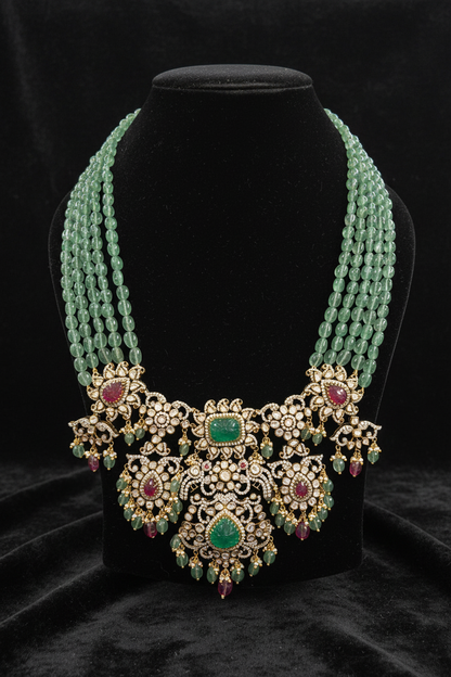 Victorian Necklace Diamond Necklace Beaded Necklace Heavy choker Diamond Jewelry Moissanite Necklace Bridal-SHABURIS