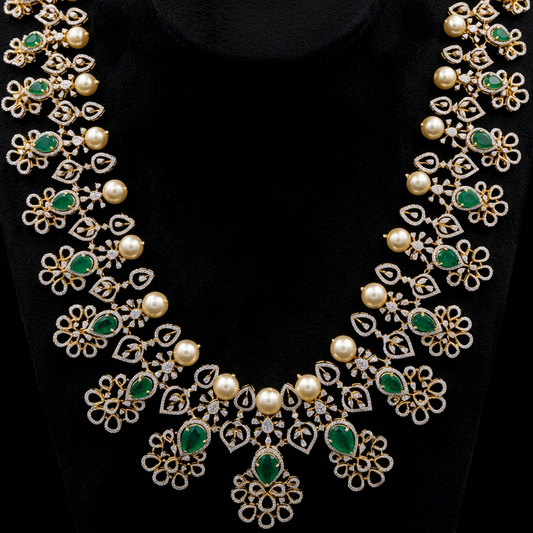 Diamond haram diamond necklace diamond vaddanam multi purpose necklace silver jewelry indian wedding jewelry bridal jewelry - SHABURIS