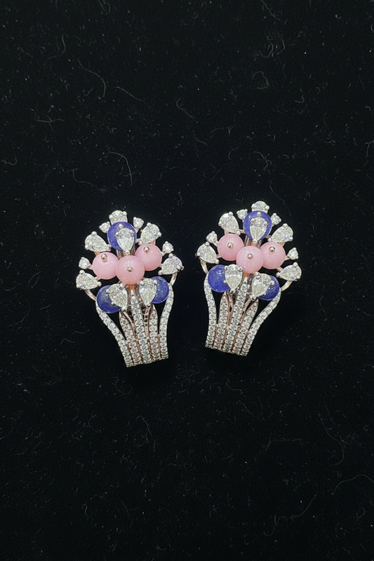 Polki Studs Polki Earrings Cocktail Earrings Diamond Studs Diamond Earrings Simple Studs Pearl Studs 925 Silver Earrings Silver Jewelry - SHABURIS