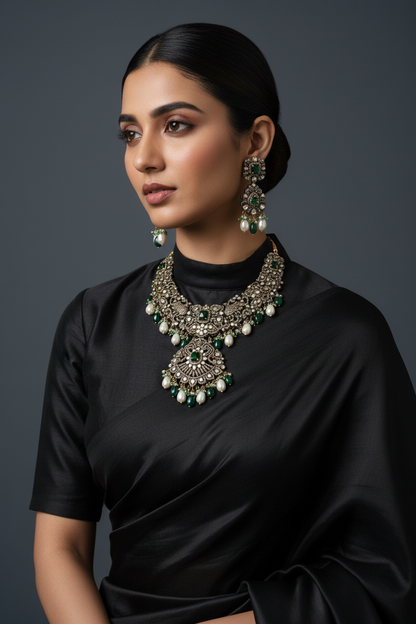 Victorian necklace diamond necklace rubies emeralds bridal diamond necklace indian jewelry designs silver jewelry wedding jewelry - SHABURIS