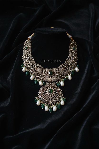 Victorian necklace diamond necklace rubies emeralds bridal diamond necklace indian jewelry designs silver jewelry wedding jewelry - SHABURIS