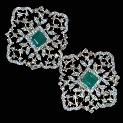Pure Silver jewelry Indian ,diamond Studs,Big Indian Studs,Indian Bridal,Indian Wedding Jewelry,pure Silver jewelry-NIHIRA-SHABURIS