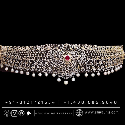 Diamond Vaddanam,South Indian Jewelry,Vaddanam,Kids Vaddanam,hip chain,diamond vaddanam,pure Silver indian jewelry - SHABURIS